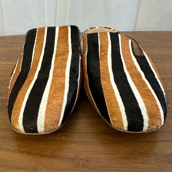Madewell Willa Calf Hair Tan & Black Striped Loafer Mule Womens Size 6.5 - Picture 2 of 8